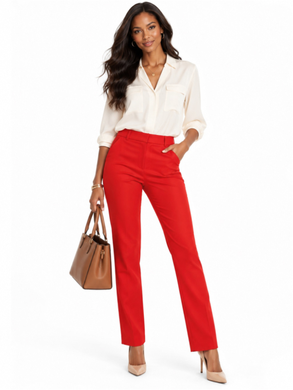 Banana Republic Sloan Trousers Poppy Red Size 10 L